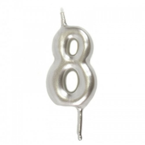 Vela Número 8 Prateado